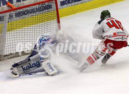 EBEL. Eishockey Bundesliga. EC VSV gegen HCB Suedtirol Alperia. David Kickert, (VSV), Monardo Domenic (Bozen). Villach, am 21.2.2018.
Foto: Kuess 


---
pressefotos, pressefotografie, kuess, qs, qspictures, sport, bild, bilder, bilddatenbank