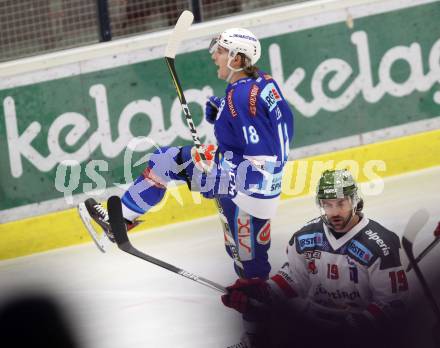EBEL. Eishockey Bundesliga. EC VSV gegen HCB Suedtirol Alperia. Torjubel Valentin Leiler (VSV). Villach, am 21.2.2018.
Foto: Kuess 


---
pressefotos, pressefotografie, kuess, qs, qspictures, sport, bild, bilder, bilddatenbank