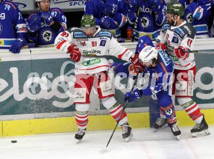 EBEL. Eishockey Bundesliga. EC VSV gegen HCB Suedtirol Alperia. Sam Labrecque (VSV), Halmo Mike, Oleksuk Travis (Bozen). Villach, am 21.2.2018.
Foto: Kuess 


---
pressefotos, pressefotografie, kuess, qs, qspictures, sport, bild, bilder, bilddatenbank