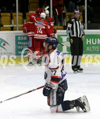 EBEL. Eishockey Bundesliga. KAC gegen 	KHL Medvescak Zagreb. Torjubel KAC, Garrett Noonan (Zagreb). Klagenfurt, am 21.2.2018.
Foto: Kuess

---
pressefotos, pressefotografie, kuess, qs, qspictures, sport, bild, bilder, bilddatenbank