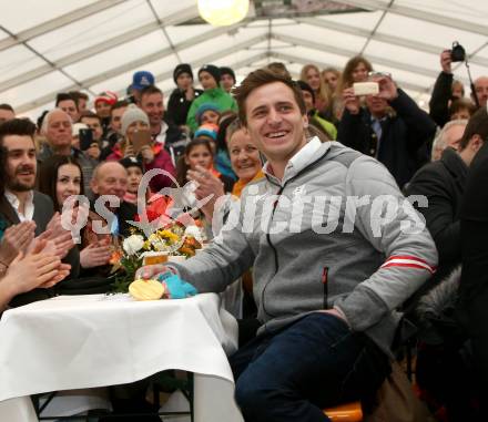 Schi Ski Alpin. Empfang Olympiasieger Matthias Mayer in Afritz. Matthias Mayer. Afritz, 24.2.2018.
Foto: Kuess
---
pressefotos, pressefotografie, kuess, qs, qspictures, sport, bild, bilder, bilddatenbank