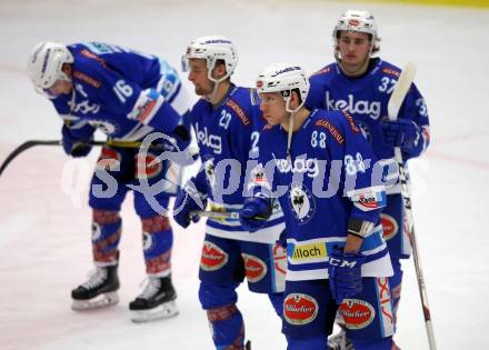 EBEL. Eishockey Bundesliga. EC VSV gegen Fehervar AV19. Jordan Hickmott, Nico Brunner, Miha Stebih, Christof Kromp (VSV). Villach, am 25.2.2018.
Foto: Kuess 


---
pressefotos, pressefotografie, kuess, qs, qspictures, sport, bild, bilder, bilddatenbank