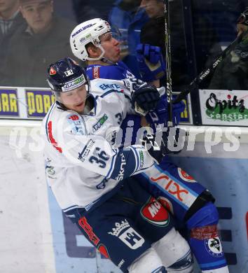 EBEL. Eishockey Bundesliga. EC VSV gegen Fehervar AV19. Gerd Kragl,  (VSV), Csanad Erdely (Alba Volan). Villach, am 25.2.2018.
Foto: Kuess 


---
pressefotos, pressefotografie, kuess, qs, qspictures, sport, bild, bilder, bilddatenbank