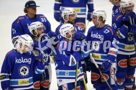 EBEL. Eishockey Bundesliga. EC VSV gegen Fehervar AV19. Samuel Labrecque, Nico Brunner, Ryan Glenn, Christof Kromp (VSV). Villach, am 25.2.2018.
Foto: Kuess 


---
pressefotos, pressefotografie, kuess, qs, qspictures, sport, bild, bilder, bilddatenbank