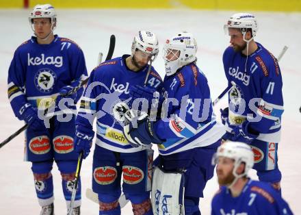 EBEL. Eishockey Bundesliga. EC VSV gegen Fehervar AV19. Gerd Kragl, Ryan Glenn, Lukas Herzog, Ben Walter (VSV). Villach, am 25.2.2018.
Foto: Kuess 


---
pressefotos, pressefotografie, kuess, qs, qspictures, sport, bild, bilder, bilddatenbank