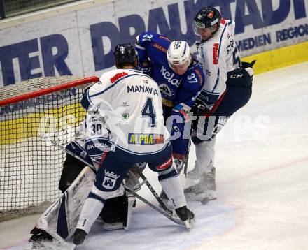 EBEL. Eishockey Bundesliga. EC VSV gegen Fehervar AV19. Christof Kromp, (VSV), MacMillan Carruth, Antonin Manavian, Bence Stipsicz  (Alba Volan). Villach, am 25.2.2018.
Foto: Kuess 


---
pressefotos, pressefotografie, kuess, qs, qspictures, sport, bild, bilder, bilddatenbank