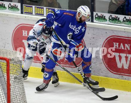 EBEL. Eishockey Bundesliga. EC VSV gegen Fehervar AV19. Andrew Sarauer,  (VSV), Daniel Koger (Alba Volan). Villach, am 25.2.2018.
Foto: Kuess 


---
pressefotos, pressefotografie, kuess, qs, qspictures, sport, bild, bilder, bilddatenbank