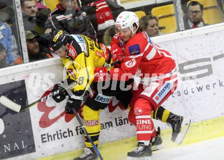 EBEL. Eishockey Bundesliga. KAC gegen 	Vienna Capitals. Manuel Geier (KAC), Ryan McKiernan  (Vienna Capitals). Klagenfurt, am 28.2.2018.
Foto: Kuess

---
pressefotos, pressefotografie, kuess, qs, qspictures, sport, bild, bilder, bilddatenbank