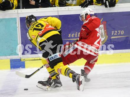 EBEL. Eishockey Bundesliga. KAC gegen 	Vienna Capitals. Jonathan Rheault (KAC), Tyler Cuma  (Vienna Capitals). Klagenfurt, am 28.2.2018.
Foto: Kuess

---
pressefotos, pressefotografie, kuess, qs, qspictures, sport, bild, bilder, bilddatenbank
