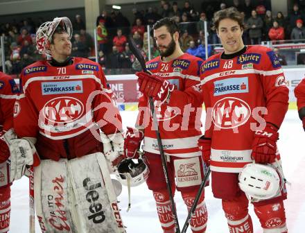 EBEL. Eishockey Bundesliga. KAC gegen 	Vienna Capitals. Tomas Duba, Steven Strong, Jullian Talbot (KAC). Klagenfurt, am 28.2.2018.
Foto: Kuess

---
pressefotos, pressefotografie, kuess, qs, qspictures, sport, bild, bilder, bilddatenbank