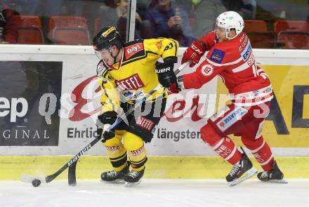 EBEL. Eishockey Bundesliga. KAC gegen 	Vienna Capitals. Stefan Geier (KAC), Taylor Vause(Vienna Capitals). Klagenfurt, am 28.2.2018.
Foto: Kuess

---
pressefotos, pressefotografie, kuess, qs, qspictures, sport, bild, bilder, bilddatenbank