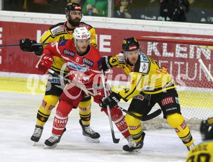 EBEL. Eishockey Bundesliga. KAC gegen 	Vienna Capitals. Stefan Geier (KAC), Jamie Fraser  (Vienna Capitals). Klagenfurt, am 28.2.2018.
Foto: Kuess

---
pressefotos, pressefotografie, kuess, qs, qspictures, sport, bild, bilder, bilddatenbank