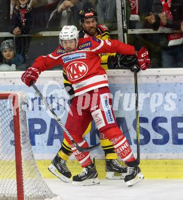 EBEL. Eishockey Bundesliga. KAC gegen 	Vienna Capitals. Andrew Jacob Kozek, (KAC), Philippe Lakos  (Vienna Capitals). Klagenfurt, am 28.2.2018.
Foto: Kuess

---
pressefotos, pressefotografie, kuess, qs, qspictures, sport, bild, bilder, bilddatenbank