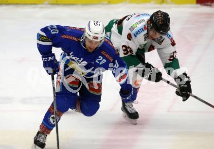 EBEL. Eishockey Bundesliga. EC VSV gegen Moser Medical Graz99ers. Nico Brunner,  (VSV), Clemens Unterweger (Graz). Villach, am 2.3.2018.
Foto: Kuess 


---
pressefotos, pressefotografie, kuess, qs, qspictures, sport, bild, bilder, bilddatenbank