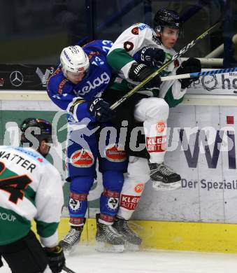 EBEL. Eishockey Bundesliga. EC VSV gegen Moser Medical Graz99ers. Philipp Wohlfahrt,  (VSV), Amadeus Benito Egger  (Graz). Villach, am 2.3.2018.
Foto: Kuess 


---
pressefotos, pressefotografie, kuess, qs, qspictures, sport, bild, bilder, bilddatenbank