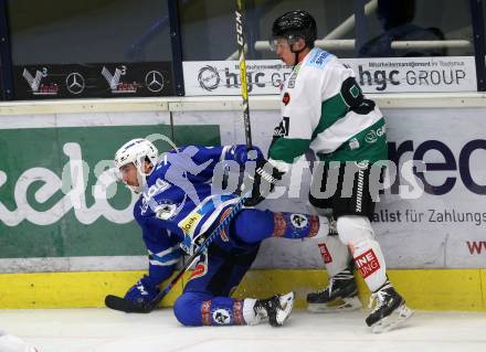 EBEL. Eishockey Bundesliga. EC VSV gegen Moser Medical Graz99ers. Benjamin Petrik,  (VSV), Oliver Setzinger (Graz). Villach, am 2.3.2018.
Foto: Kuess 


---
pressefotos, pressefotografie, kuess, qs, qspictures, sport, bild, bilder, bilddatenbank