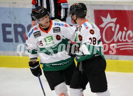 EBEL. Eishockey Bundesliga. EC VSV gegen Moser Medical Graz99ers. Torjubel Mario Lamoureux, Ken Ograjensek  (Graz). Villach, am 2.3.2018.
Foto: Kuess 


---
pressefotos, pressefotografie, kuess, qs, qspictures, sport, bild, bilder, bilddatenbank