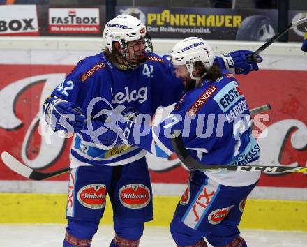 EBEL. Eishockey Bundesliga. EC VSV gegen Moser Medical Graz99ers. Torjubel Benjamin Lanzinger, Samuel Labrecque (VSV). Villach, am 2.3.2018.
Foto: Kuess 


---
pressefotos, pressefotografie, kuess, qs, qspictures, sport, bild, bilder, bilddatenbank