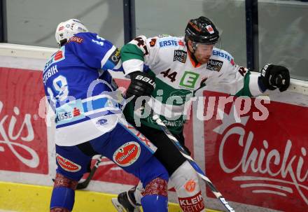 EBEL. Eishockey Bundesliga. EC VSV gegen Moser Medical Graz99ers. Miha Stebih,  (VSV), Markus Pirmann (Graz). Villach, am 2.3.2018.
Foto: Kuess 


---
pressefotos, pressefotografie, kuess, qs, qspictures, sport, bild, bilder, bilddatenbank