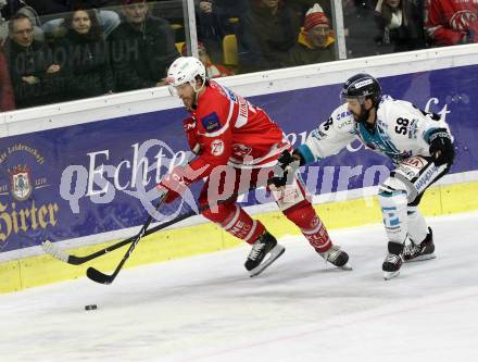 EBEL. Eishockey Bundesliga. KAC gegen 	EHC Liwest Black Wings Linz. Thomas Hundertpfund, (KAC), Sebastien Piche (Linz). Klagenfurt, am 2.3.2018.
Foto: Kuess

---
pressefotos, pressefotografie, kuess, qs, qspictures, sport, bild, bilder, bilddatenbank