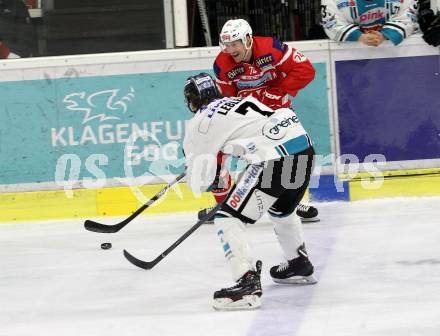 EBEL. Eishockey Bundesliga. KAC gegen 	EHC Liwest Black Wings Linz. Jamie Lundmark,  (KAC), Brian Lebler (Linz). Klagenfurt, am 2.3.2018.
Foto: Kuess

---
pressefotos, pressefotografie, kuess, qs, qspictures, sport, bild, bilder, bilddatenbank