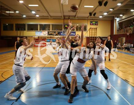 Basketball 2. Bundesliga. Grunddurchgang. 21. Runde. Woerthersee Piraten gegen Mistelbach Mustangs. Jan-Arne Apschner, Daniel Gspandl, Lukas Simoner, Andreas Kuttnig,  (Piraten), Vladimir Sismilich (Mistelbach Mustangs). Klagenfurt, am 3.3.2018.
Foto: Kuess
---
pressefotos, pressefotografie, kuess, qs, qspictures, sport, bild, bilder, bilddatenbank