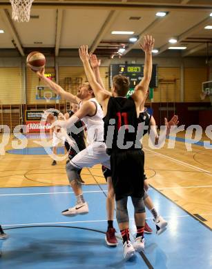 Basketball 2. Bundesliga. Grunddurchgang. 21. Runde. Woerthersee Piraten gegen Mistelbach Mustangs. Ian Moschik, (Piraten), Michal Semerad  (Mistelbach Mustangs). Klagenfurt, am 3.3.2018.
Foto: Kuess
---
pressefotos, pressefotografie, kuess, qs, qspictures, sport, bild, bilder, bilddatenbank