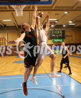 Basketball 2. Bundesliga. Grunddurchgang. 21. Runde. Woerthersee Piraten gegen Mistelbach Mustangs. Maximilian Kunovjanek,  (Piraten), Ivo Prachar (Mistelbach Mustangs). Klagenfurt, am 3.3.2018.
Foto: Kuess
---
pressefotos, pressefotografie, kuess, qs, qspictures, sport, bild, bilder, bilddatenbank