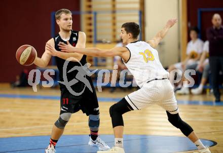 Basketball 2. Bundesliga. Grunddurchgang. 21. Runde. Woerthersee Piraten gegen Mistelbach Mustangs. Marvin Riedl,  (Piraten), Michal Semerad (Mistelbach Mustangs). Klagenfurt, am 3.3.2018.
Foto: Kuess
---
pressefotos, pressefotografie, kuess, qs, qspictures, sport, bild, bilder, bilddatenbank