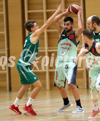 Basketball 2. Bundesliga. Grunddurchgang. 21. Runde. Villach Raiders gegen KOS Celovec. Mensud Julevic,  (Villach), Florian Ponholzer (KOS). Villach, am 4.3.2018.
Foto: Kuess

---
pressefotos, pressefotografie, kuess, qs, qspictures, sport, bild, bilder, bilddatenbank