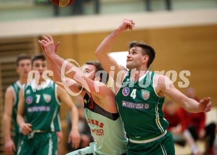 Basketball 2. Bundesliga. Grunddurchgang. 21. Runde. Villach Raiders gegen KOS Celovec. Sebastian Huber,  (Villach), Ziga Erculj (KOS). Villach, am 4.3.2018.
Foto: Kuess

---
pressefotos, pressefotografie, kuess, qs, qspictures, sport, bild, bilder, bilddatenbank