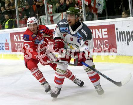 EBEL. Eishockey Bundesliga. KAC gegen 	HCB Suedtirol Alperia. Patrick Harand, (KAC), Charles Robin Gartner (Bozen). Klagenfurt, am 2.3.2018.
Foto: Kuess

---
pressefotos, pressefotografie, kuess, qs, qspictures, sport, bild, bilder, bilddatenbank