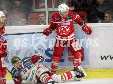 EBEL. Eishockey Bundesliga. KAC gegen 	HCB Suedtirol Alperia. Kevin Kapstad,  (KAC), Christopher Desousa (Bozen). Klagenfurt, am 2.3.2018.
Foto: Kuess

---
pressefotos, pressefotografie, kuess, qs, qspictures, sport, bild, bilder, bilddatenbank