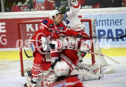 EBEL. Eishockey Bundesliga. KAC gegen 	HCB Suedtirol Alperia. Mitja Robar, (KAC), Michael Angelidis  (Bozen). Klagenfurt, am 2.3.2018.
Foto: Kuess

---
pressefotos, pressefotografie, kuess, qs, qspictures, sport, bild, bilder, bilddatenbank