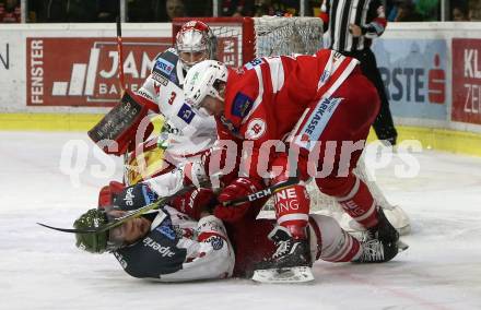 EBEL. Eishockey Bundesliga. KAC gegen 	HCB Suedtirol Alperia. Patrick Harand, (KAC), Matthew Clark, Pekka Tuokkola  (Bozen). Klagenfurt, am 2.3.2018.
Foto: Kuess

---
pressefotos, pressefotografie, kuess, qs, qspictures, sport, bild, bilder, bilddatenbank