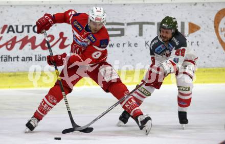 EBEL. Eishockey Bundesliga. KAC gegen 	HCB Suedtirol Alperia. Nickolas st. Pierre, (KAC), Stefano Marchetti  (Bozen). Klagenfurt, am 2.3.2018.
Foto: Kuess

---
pressefotos, pressefotografie, kuess, qs, qspictures, sport, bild, bilder, bilddatenbank