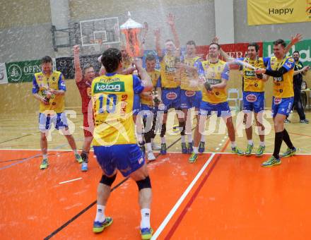 Volleyball. MEVZA. Final Four. Finale. SK Posojilnica Aich/Dob gegen Calcit Volley Kamnik. Jubel  (Aich/Dob). Bleiburg, am 10.3.2018.
Foto: Kuess
---
pressefotos, pressefotografie, kuess, qs, qspictures, sport, bild, bilder, bilddatenbank