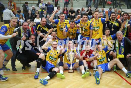 Volleyball. MEVZA. Final Four. Finale. SK Posojilnica Aich/Dob gegen Calcit Volley Kamnik. Jubel  (Aich/Dob). Bleiburg, am 10.3.2018.
Foto: Kuess
---
pressefotos, pressefotografie, kuess, qs, qspictures, sport, bild, bilder, bilddatenbank