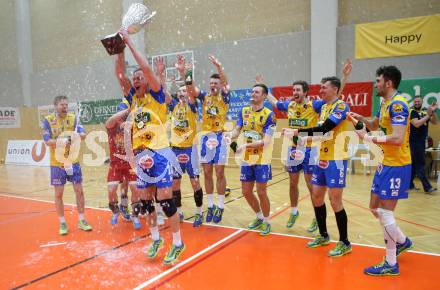 Volleyball. MEVZA. Final Four. Finale. SK Posojilnica Aich/Dob gegen Calcit Volley Kamnik. Jubel  (Aich/Dob). Bleiburg, am 10.3.2018.
Foto: Kuess
---
pressefotos, pressefotografie, kuess, qs, qspictures, sport, bild, bilder, bilddatenbank