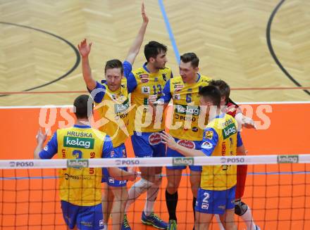 Volleyball. MEVZA. Final Four. Finale. SK Posojilnica Aich/Dob gegen Calcit Volley Kamnik. Jubel (Aich/Dob). Bleiburg, am 10.3.2018.
Foto: Kuess
---
pressefotos, pressefotografie, kuess, qs, qspictures, sport, bild, bilder, bilddatenbank