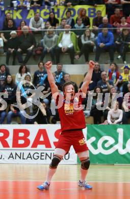 Volleyball. MEVZA. Final Four. Finale. SK Posojilnica Aich/Dob gegen Calcit Volley Kamnik. Jubel Manuel Steiner (Aich/Dob). Bleiburg, am 10.3.2018.
Foto: Kuess
---
pressefotos, pressefotografie, kuess, qs, qspictures, sport, bild, bilder, bilddatenbank