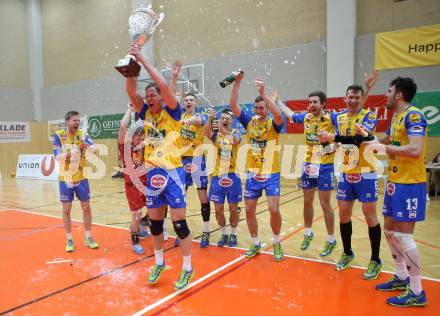 Volleyball. MEVZA. Final Four. Finale. SK Posojilnica Aich/Dob gegen Calcit Volley Kamnik. Jubel  (Aich/Dob). Bleiburg, am 10.3.2018.
Foto: Kuess
---
pressefotos, pressefotografie, kuess, qs, qspictures, sport, bild, bilder, bilddatenbank