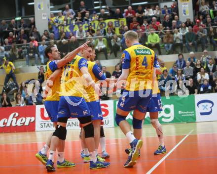 Volleyball. MEVZA. Final Four. Finale. SK Posojilnica Aich/Dob gegen Calcit Volley Kamnik. Jubel (Aich/Dob). Bleiburg, am 10.3.2018.
Foto: Kuess
---
pressefotos, pressefotografie, kuess, qs, qspictures, sport, bild, bilder, bilddatenbank
