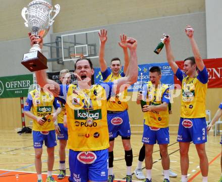 Volleyball. MEVZA. Final Four. Finale. SK Posojilnica Aich/Dob gegen Calcit Volley Kamnik. Jubel Nejc Pusnik (Aich/Dob). Bleiburg, am 10.3.2018.
Foto: Kuess
---
pressefotos, pressefotografie, kuess, qs, qspictures, sport, bild, bilder, bilddatenbank
