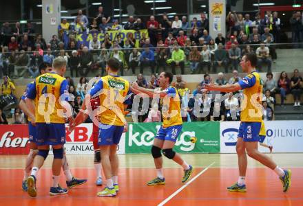 Volleyball. MEVZA. Final Four. Finale. SK Posojilnica Aich/Dob gegen Calcit Volley Kamnik. Jubel (Aich/Dob). Bleiburg, am 10.3.2018.
Foto: Kuess
---
pressefotos, pressefotografie, kuess, qs, qspictures, sport, bild, bilder, bilddatenbank