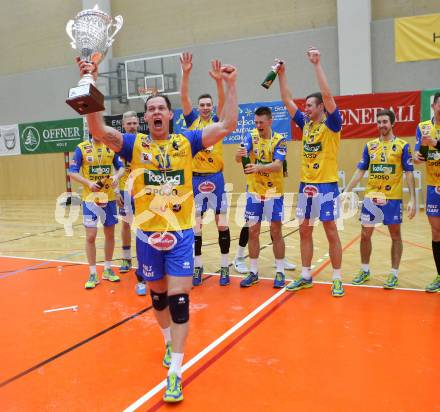 Volleyball. MEVZA. Final Four. Finale. SK Posojilnica Aich/Dob gegen Calcit Volley Kamnik. Jubel Nejc Pusnik (Aich/Dob). Bleiburg, am 10.3.2018.
Foto: Kuess
---
pressefotos, pressefotografie, kuess, qs, qspictures, sport, bild, bilder, bilddatenbank