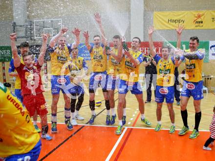 Volleyball. MEVZA. Final Four. Finale. SK Posojilnica Aich/Dob gegen Calcit Volley Kamnik. Jubel  (Aich/Dob). Bleiburg, am 10.3.2018.
Foto: Kuess
---
pressefotos, pressefotografie, kuess, qs, qspictures, sport, bild, bilder, bilddatenbank