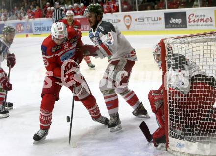 EBEL. Eishockey Bundesliga. KAC gegen 	HCB Suedtirol Alperia. Marco Brucker, (KAC), Matthew Clark, Pekka Tuokkola  (Bozen). Klagenfurt, am 13.3.2018.
Foto: Kuess

---
pressefotos, pressefotografie, kuess, qs, qspictures, sport, bild, bilder, bilddatenbank