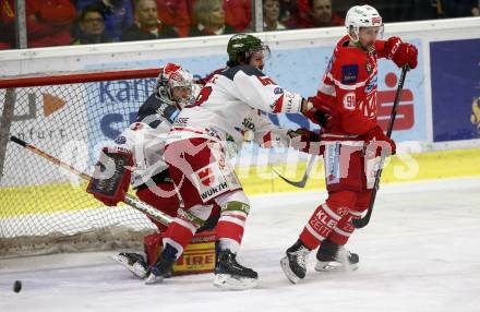 EBEL. Eishockey Bundesliga. KAC gegen 	HCB Suedtirol Alperia. Philipp Kreuzer,  (KAC), Stefano Marchetti, Pekka Tuokkola (Bozen). Klagenfurt, am 13.3.2018.
Foto: Kuess

---
pressefotos, pressefotografie, kuess, qs, qspictures, sport, bild, bilder, bilddatenbank