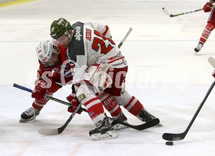 EBEL. Eishockey Bundesliga. KAC gegen 	HCB Suedtirol Alperia. Thomas Koch,  (KAC), Christopher Desousa (Bozen). Klagenfurt, am 13.3.2018.
Foto: Kuess

---
pressefotos, pressefotografie, kuess, qs, qspictures, sport, bild, bilder, bilddatenbank